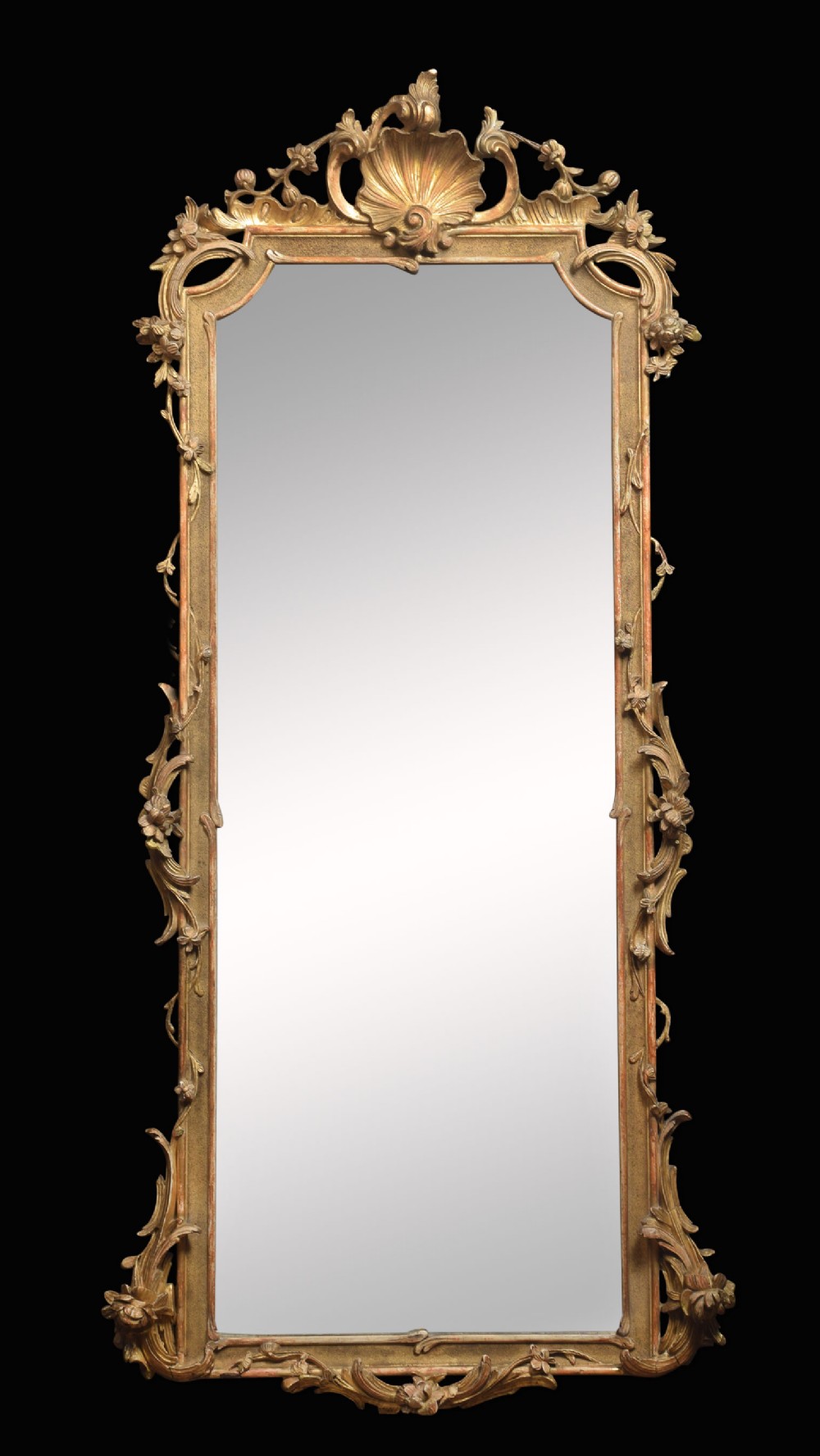 19th Louis XV Style Gilt foliate wall mirror