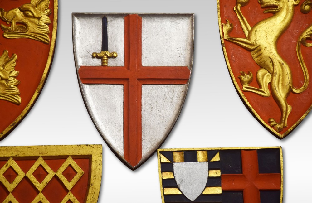 Five carved armorial plaques View II