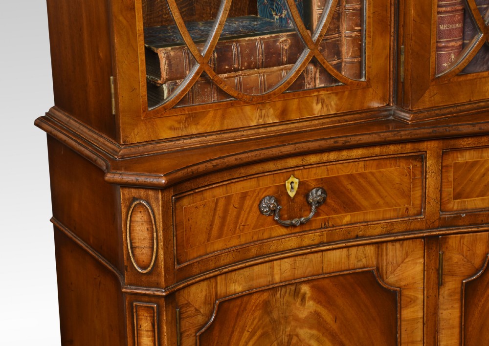 George III style mahogany serpentine fronted bookcase View VIII