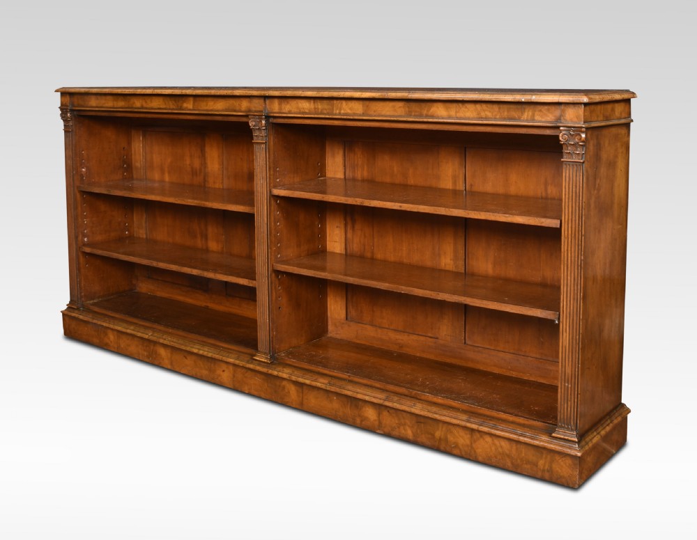 Large walnut dwarf open bookcase View III