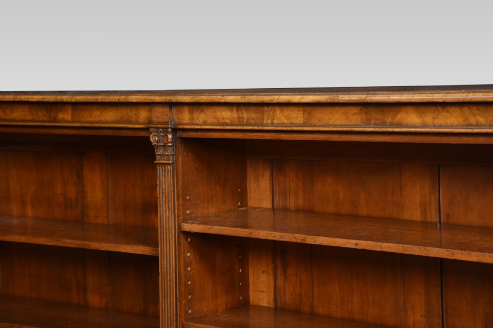 Large walnut dwarf open bookcase View IV
