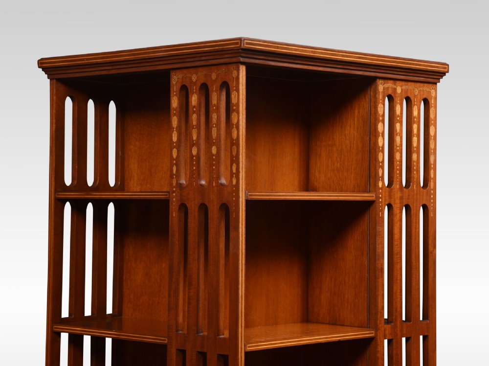 Mahogany inlaid revolving bookcase View III