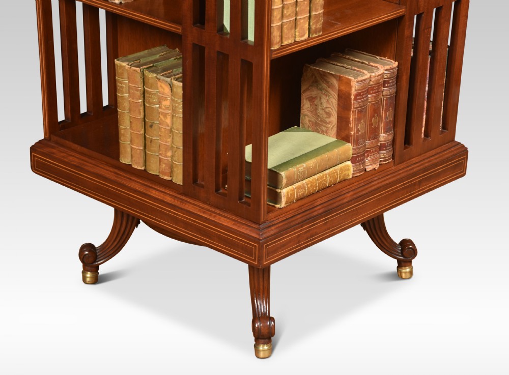 Mahogany inlaid revolving bookcase View VII