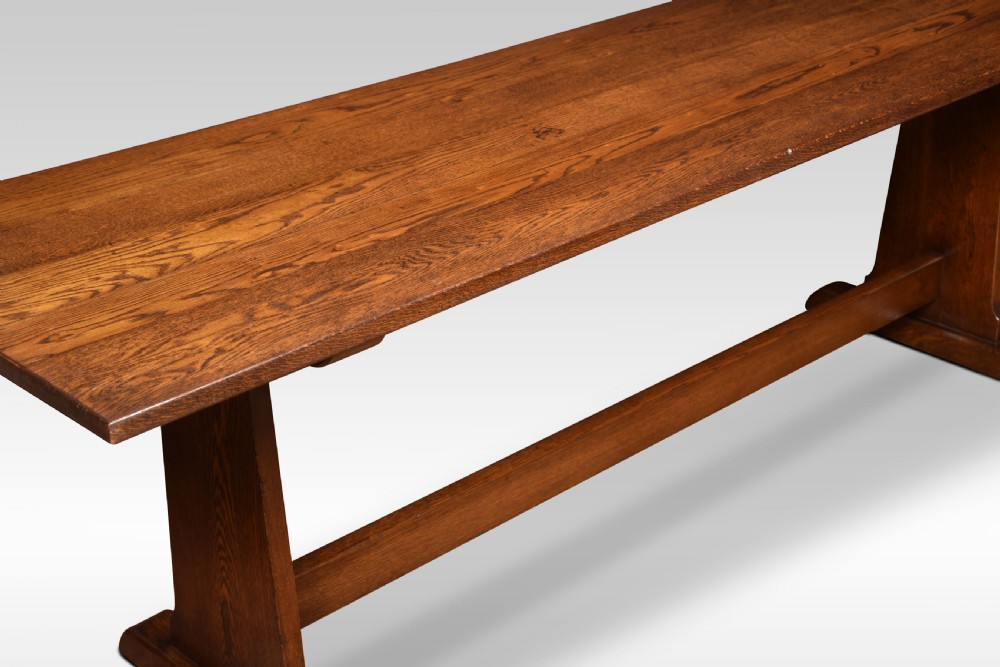 Large oak plank top refectory table View II