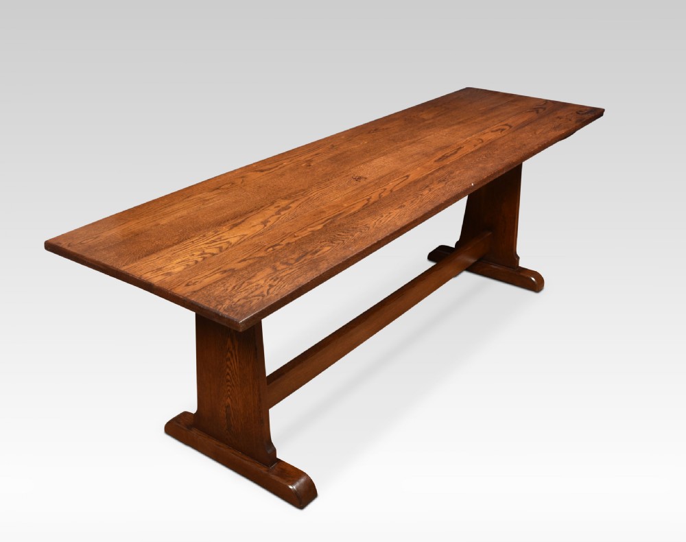 Large oak plank top refectory table View IV
