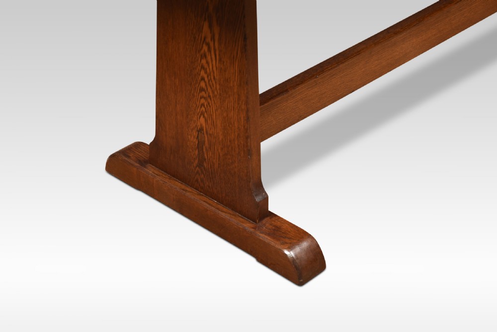 Large oak plank top refectory table View V