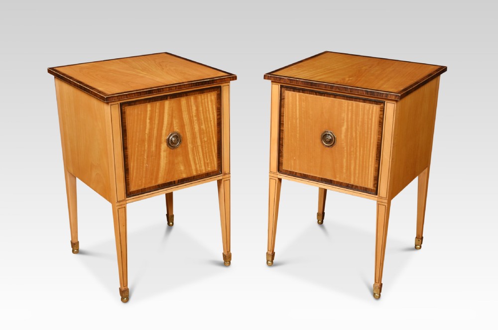 Pair of satinwood bedside cabinets