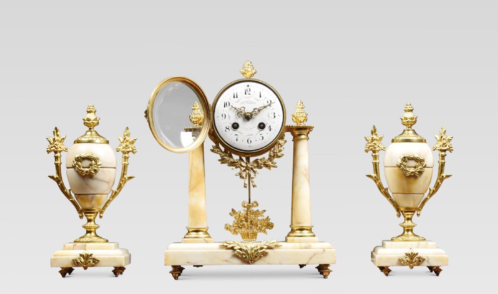 French Three-Piece Clock set J Pratt Paris View II