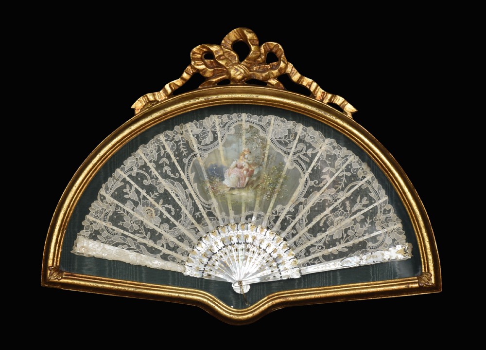 19th century mother of pearl lace fan