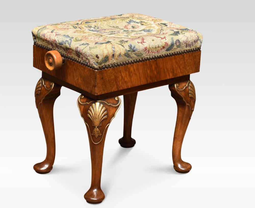 Walnut adjustable needlepoint stool