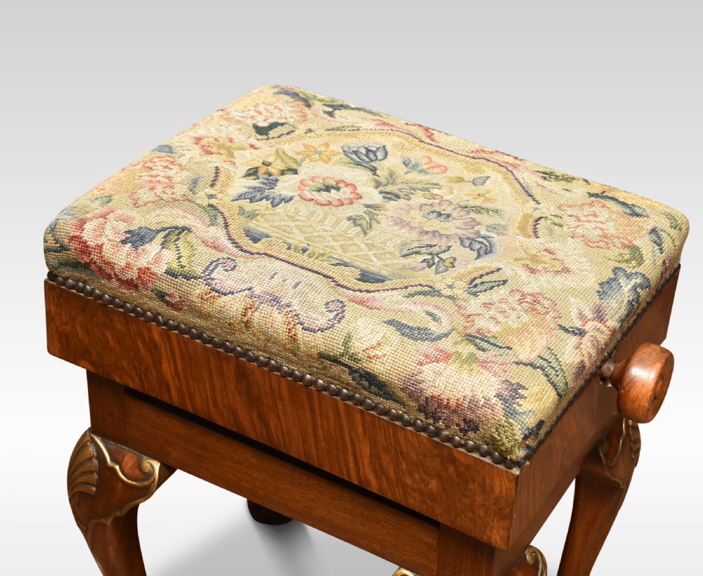 Walnut adjustable needlepoint stool View IV
