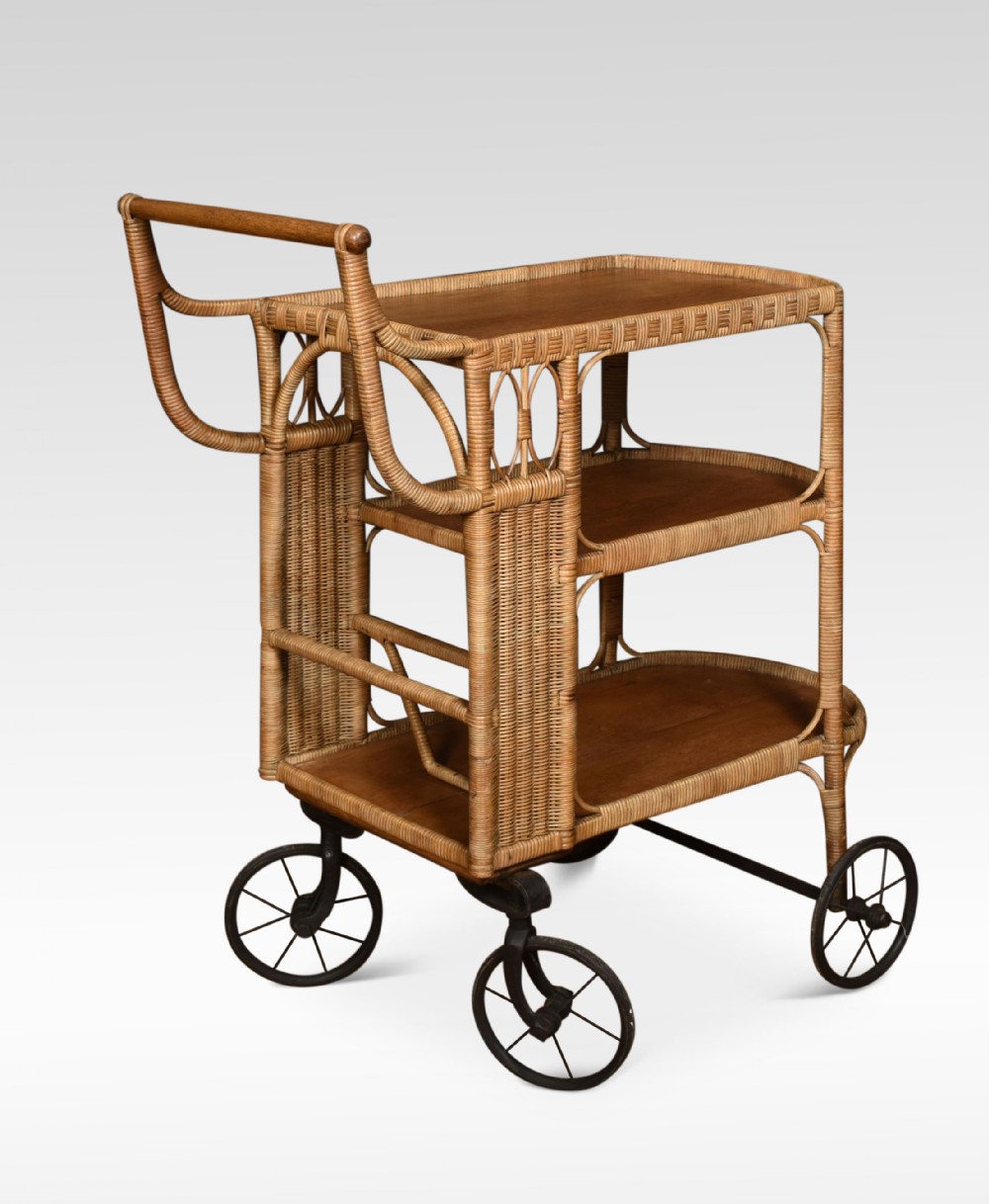 Rattan Cane and Bamboo Drinks Cart
