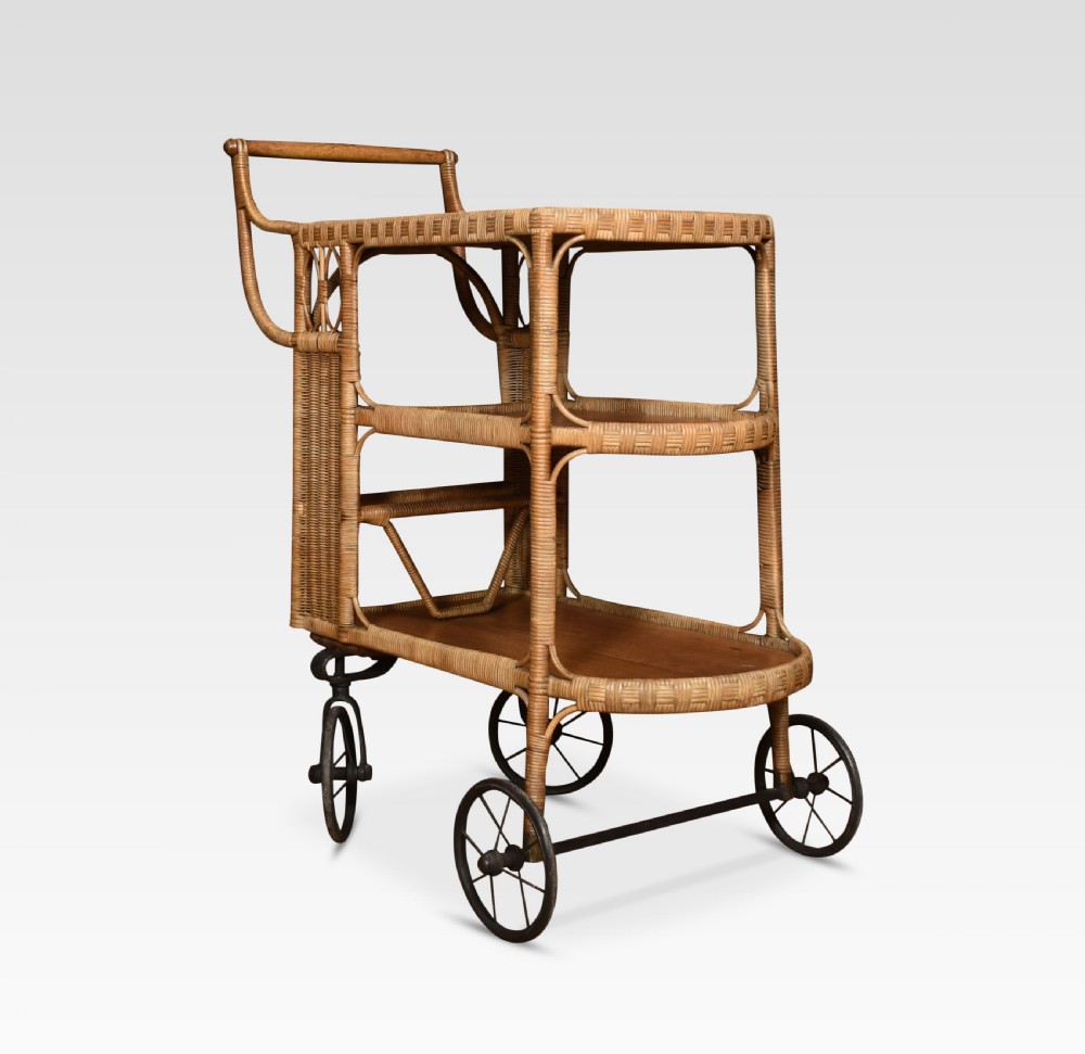 Rattan Cane and Bamboo Drinks Cart View IV