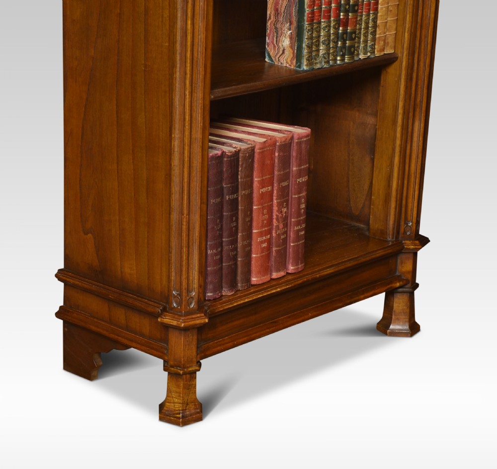 Gothic revival oak open bookcase View V