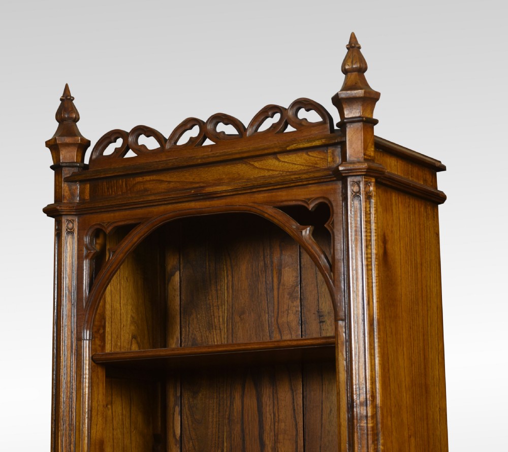 Gothic revival oak open bookcase View VIII
