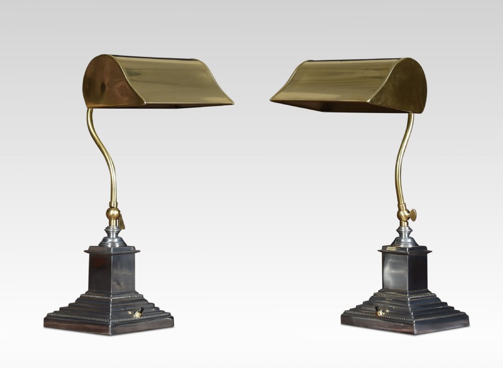 Pair of adjustable Bankers desk lamps