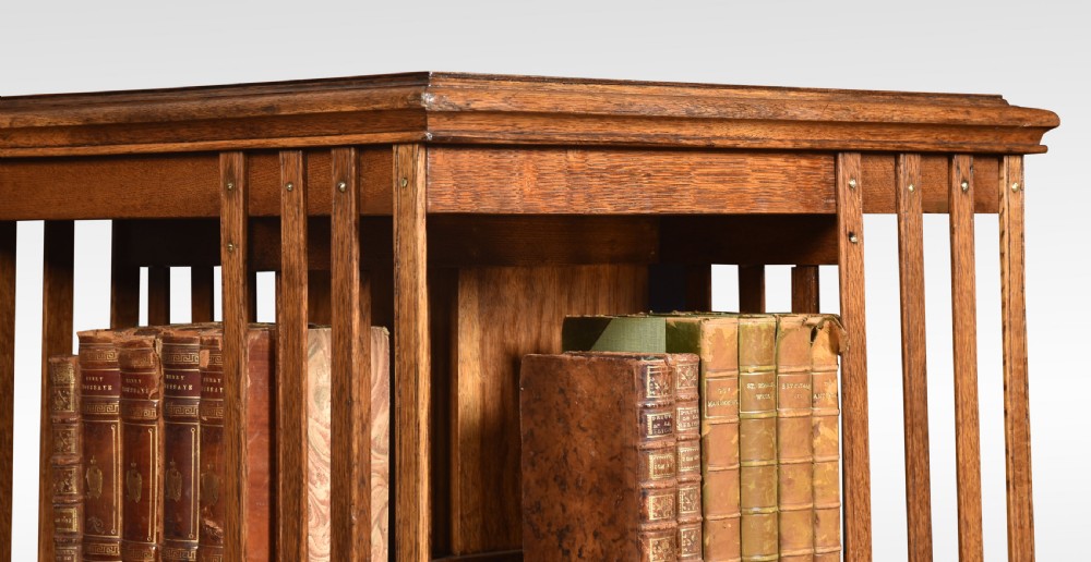 Oak three tier revolving bookcase View II