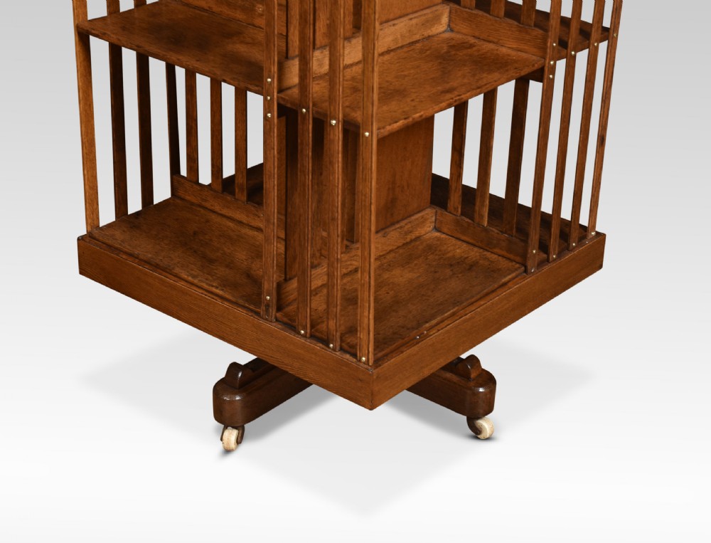 Oak three tier revolving bookcase View IV