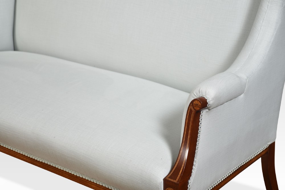 Sheraton revival mahogany inlaid settee View VI