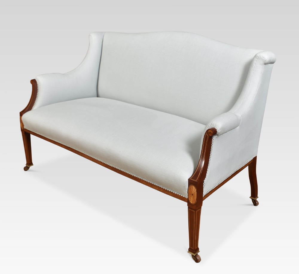 Sheraton revival mahogany inlaid settee View VIII