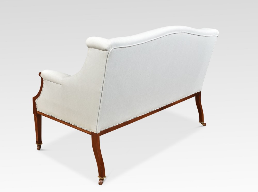 Sheraton revival mahogany inlaid settee View IX