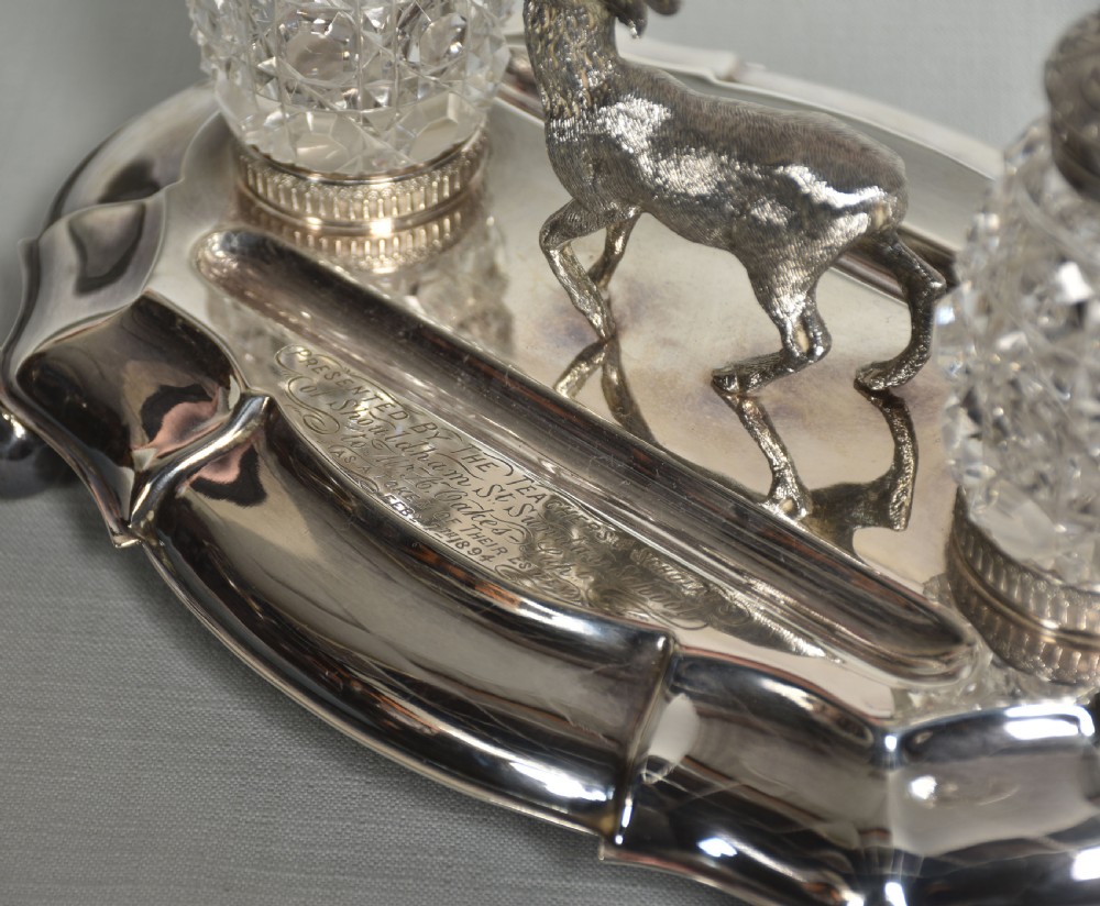 Silver plated oval desk stand View II