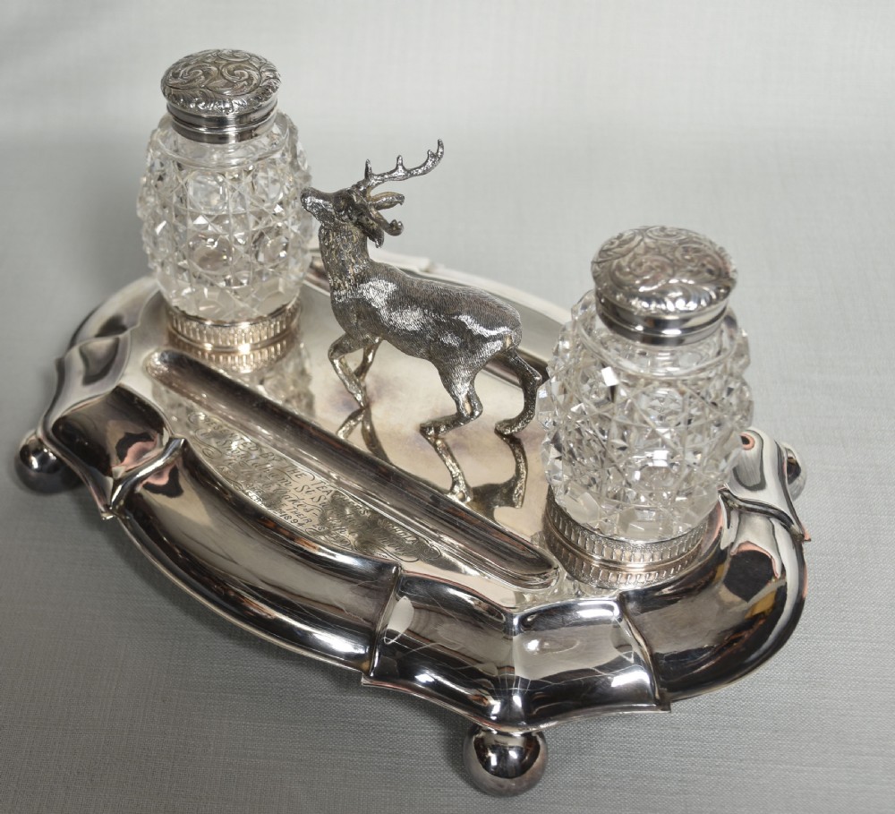 Silver plated oval desk stand View III