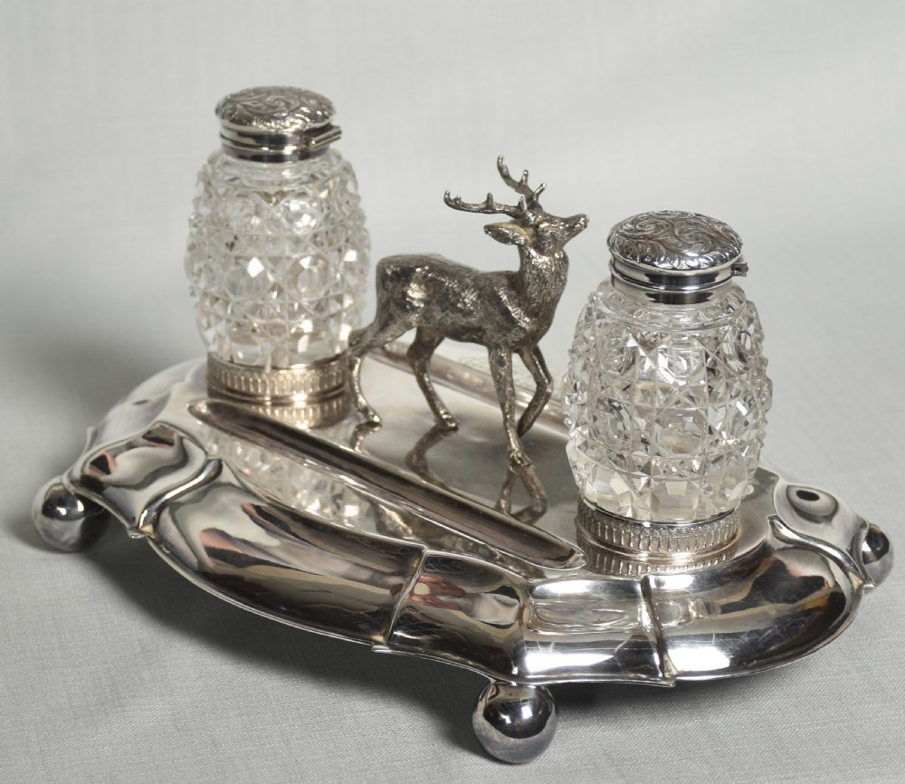 Silver plated oval desk stand View VI