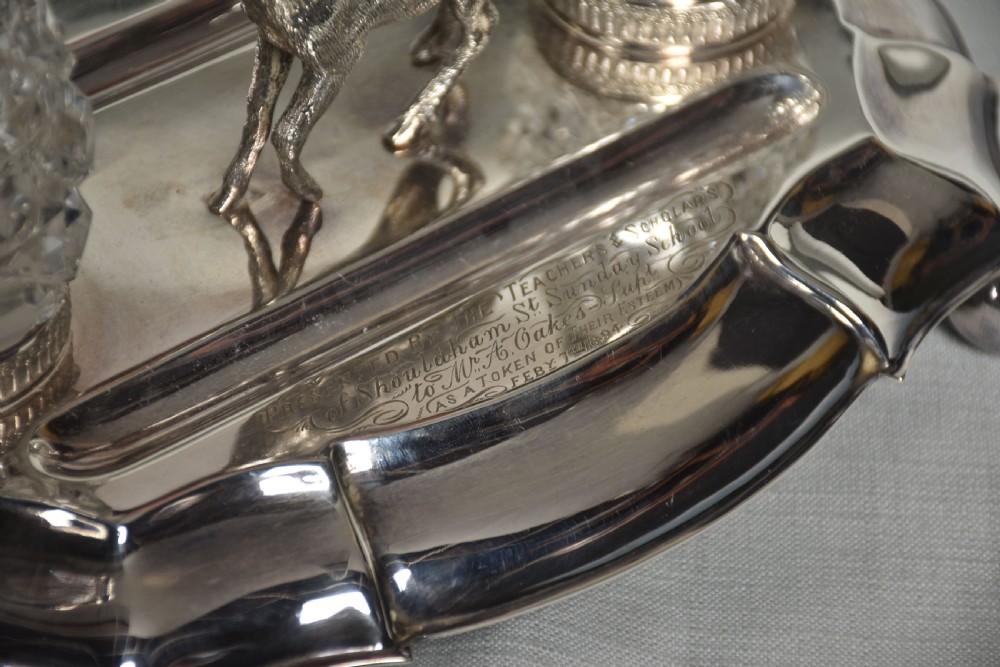 Silver plated oval desk stand View IX