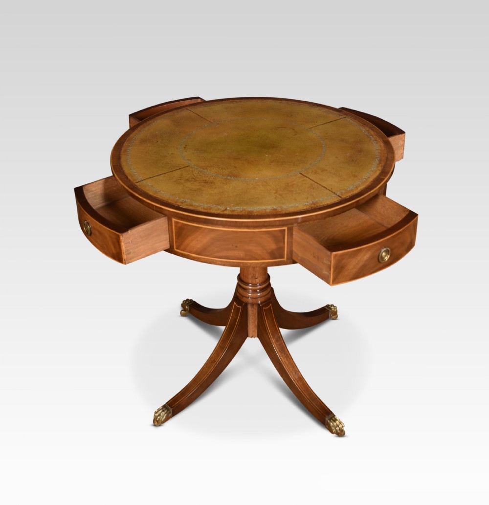 Mahogany inlaid drum table View VI