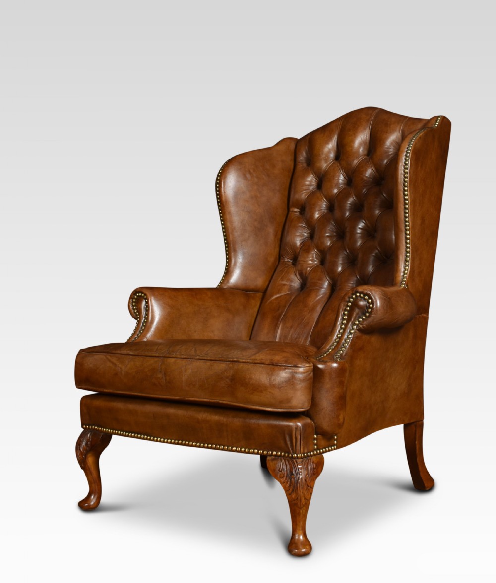 Georgian style leather wingback armchair
