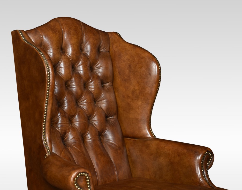 Georgian style leather wingback armchair View IV