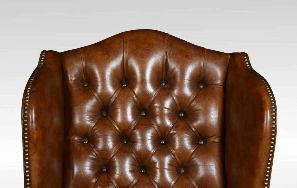 Georgian style leather wingback armchair View V