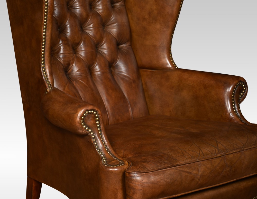 Georgian style leather wingback armchair View VI
