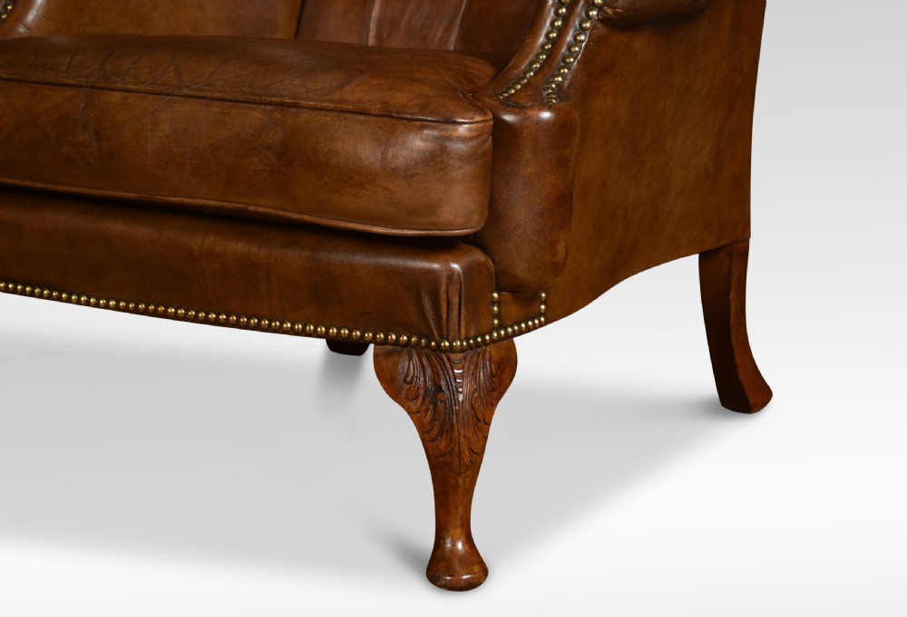 Georgian style leather wingback armchair View VII