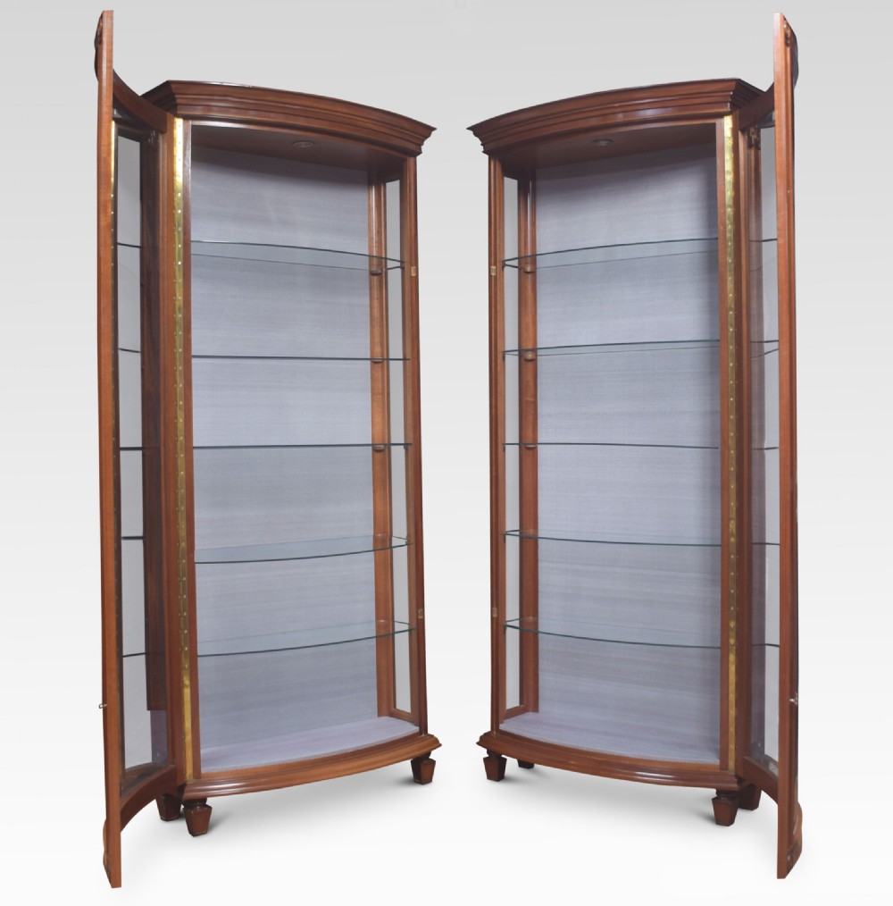 Pair of mahogany bow fronted display cabinets View IV