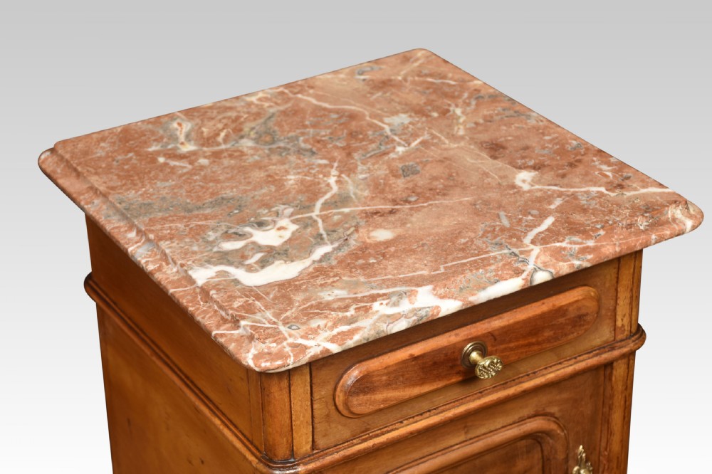 Pair of walnut marble top bedside cabinets View VII