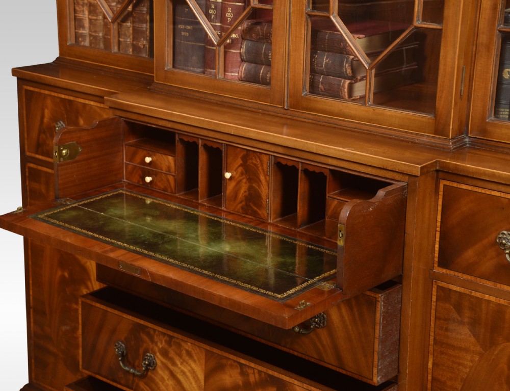 Mahogany breakfront secretaire bookcase View XII