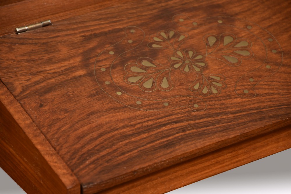 Rosewood brass inlaid writing slope View III
