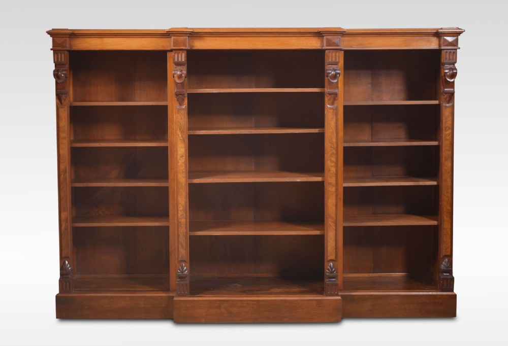 Large walnut dwarf open bookcase View IV