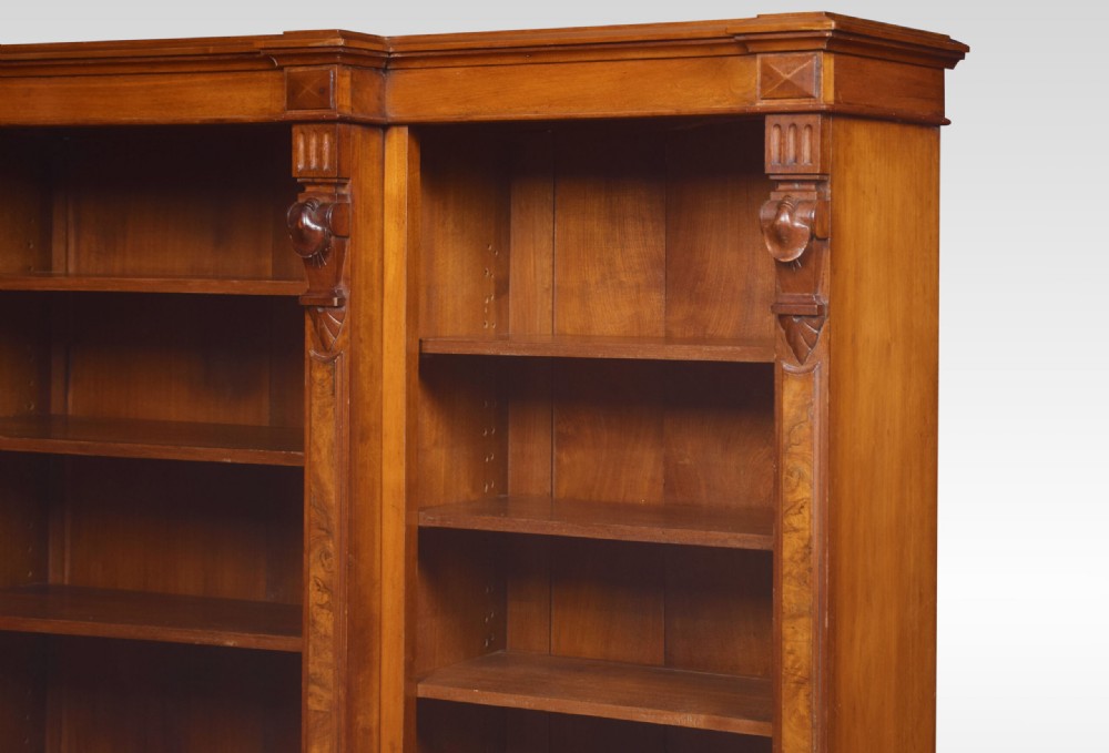 Large walnut dwarf open bookcase View VII