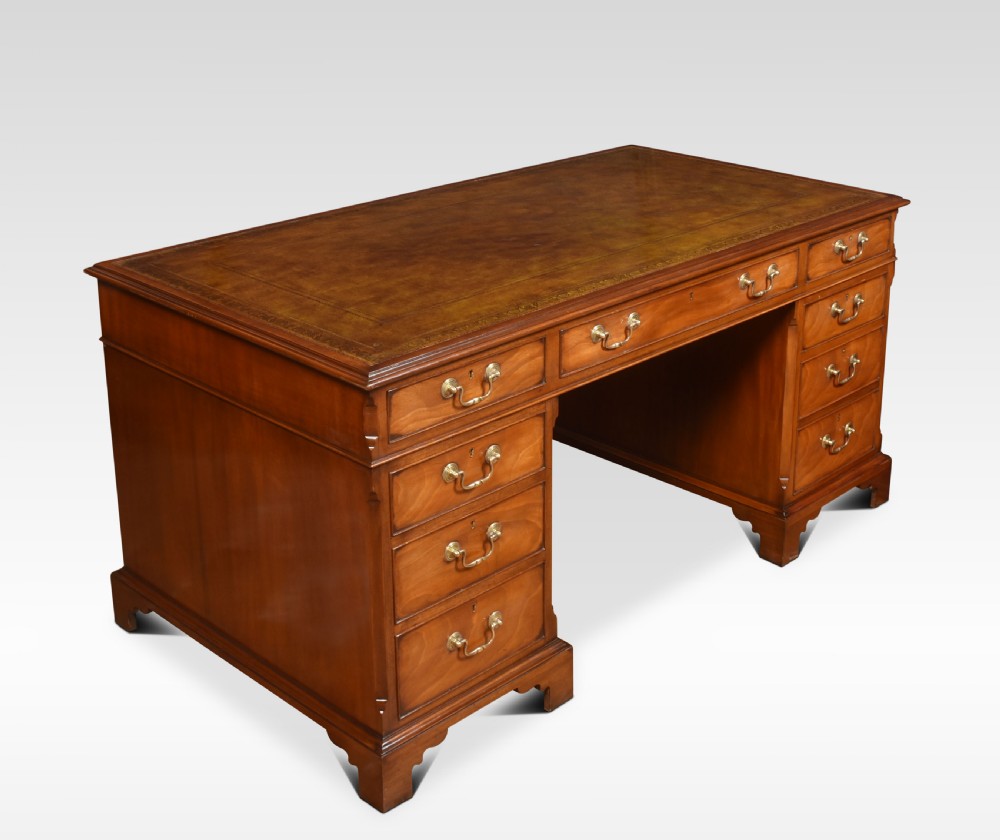 Mahogany twin pedestal desk View IV