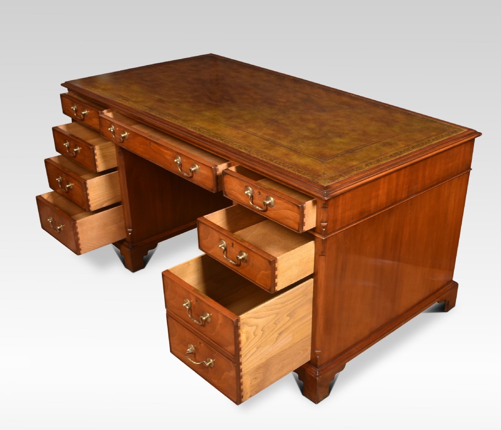 Mahogany twin pedestal desk View VII