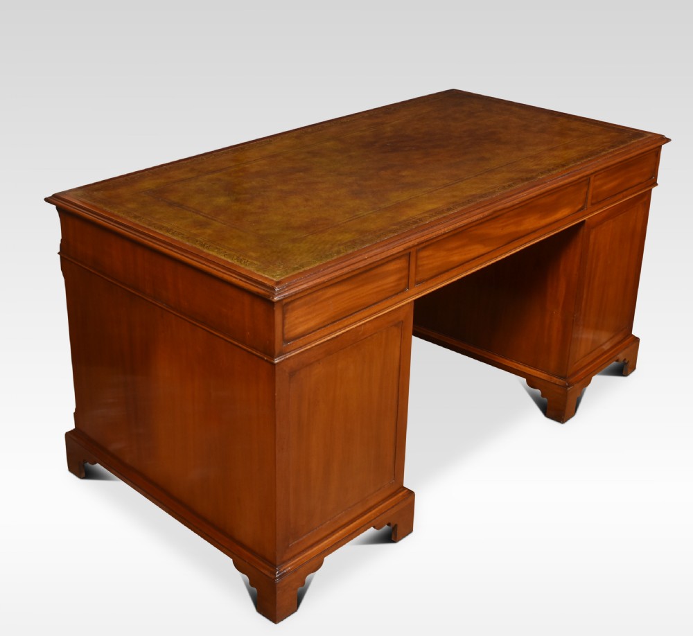 Mahogany twin pedestal desk View VIII
