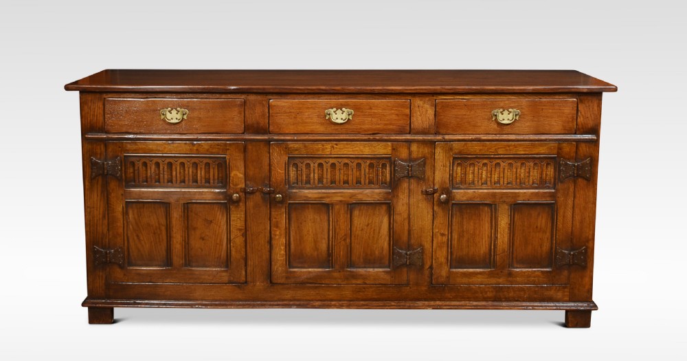 Oak three drawer dresser base