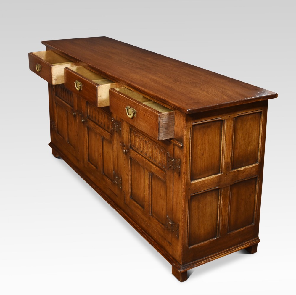 Oak three drawer dresser base View IV