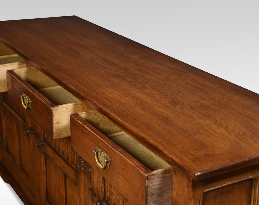 Oak three drawer dresser base View VII