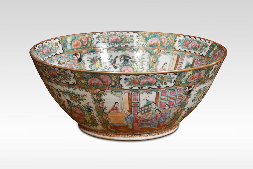 Large Chinese Canton famille rose bowl View II