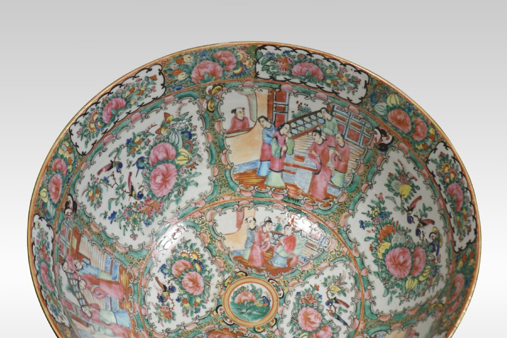 Large Chinese Canton famille rose bowl View V