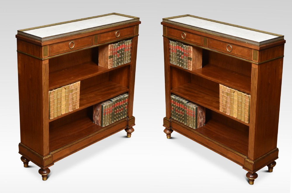 Pair of mahogany brass inlaid bookcase View II